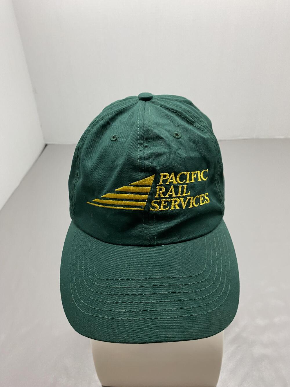 Pacific Rail Services Hat Cap Strap Back One Size Green Cotton Baseball Cap Mens